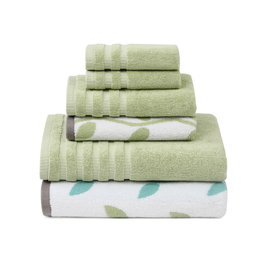 Modern Threads Organic Vines 100% Cotton 6-Piece Jacquard & Solid Towel Set